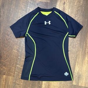 Under Armour Kids Navy and Green fitted NFL‎ Combine Heat Gear Top Youth Large